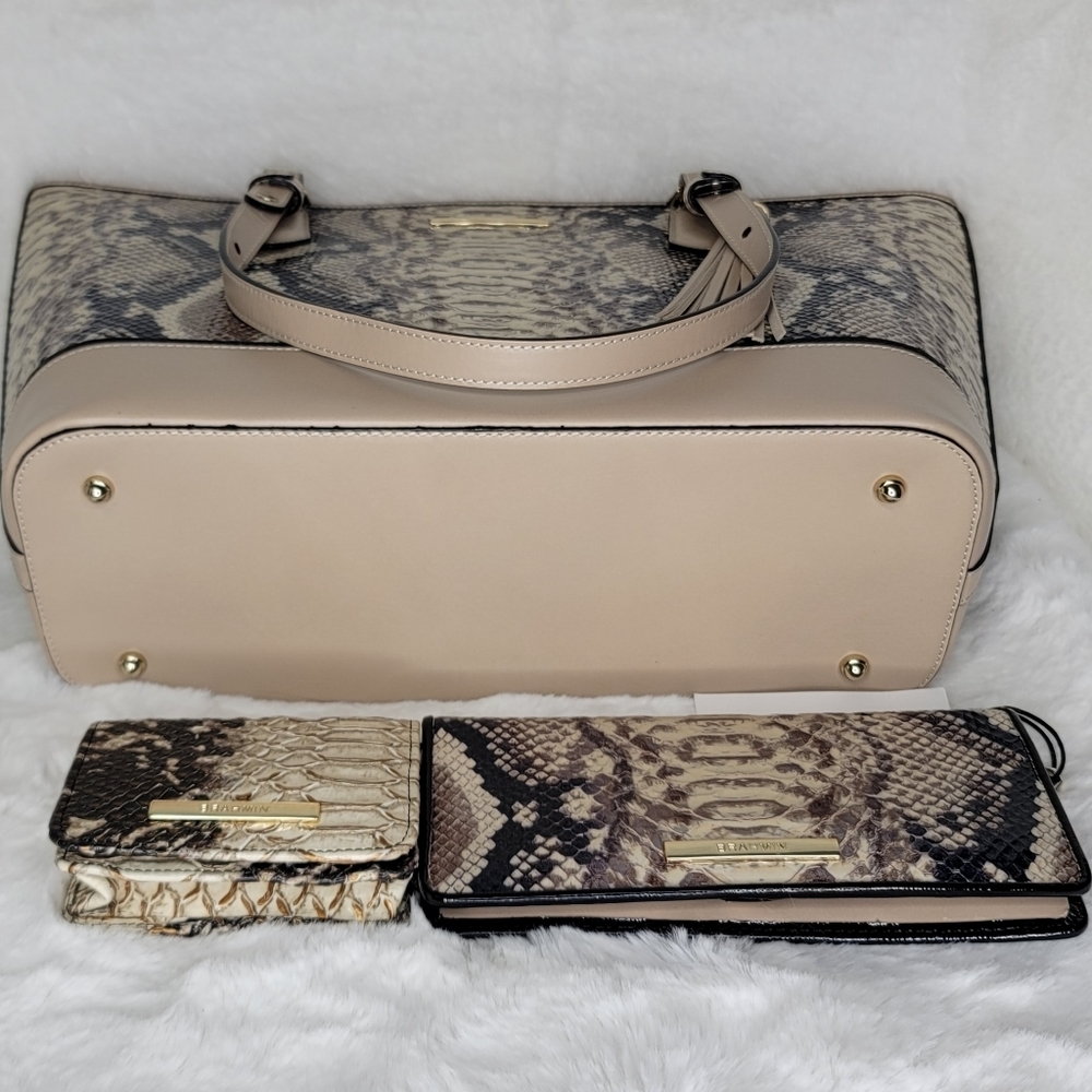 Brahmin 3 SET Italian Leather PURSE BAG Handbag Wallet  AUTHENTICITY GUARANTEE - Picture 3 of 16